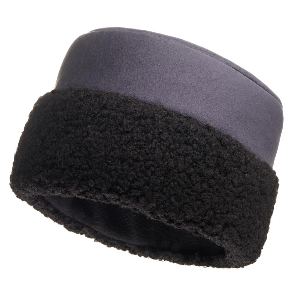 2562 Sherpa Trim Hat - Winter Hats - Suede Hat with Sherpa Fleece M, Navy